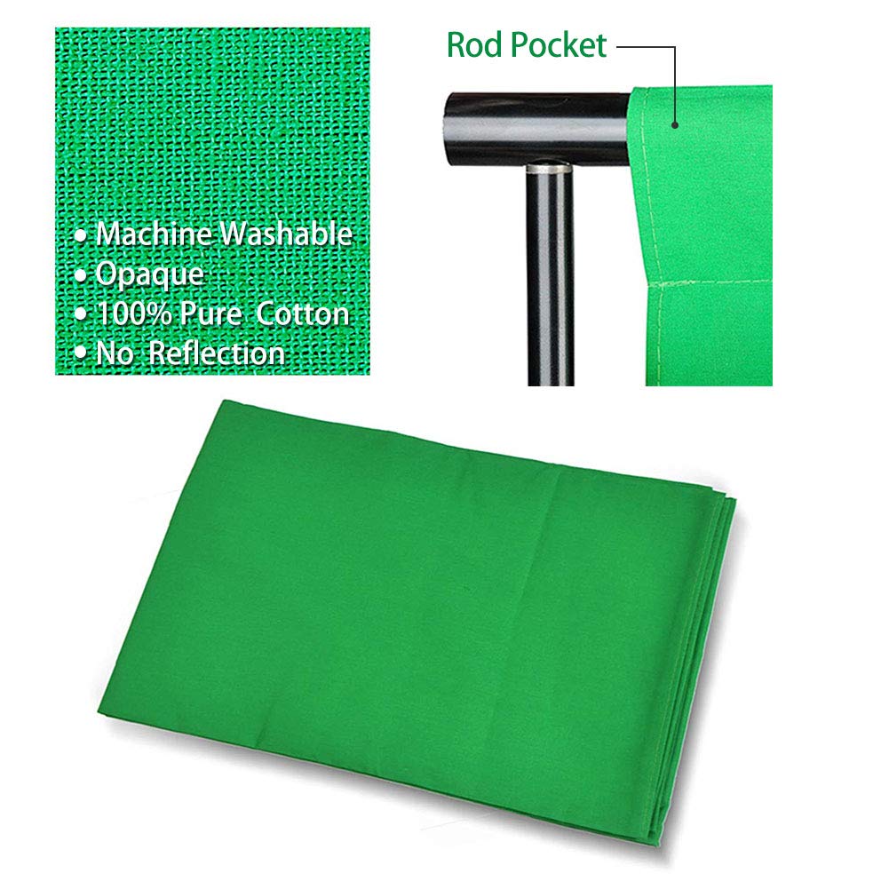 Photography Background Stand Support System with Muslin Backdrop (Chromakey Green Screen kit) 85W 5500K LED Bulb with Umbrella Lighting Kit for Photo Studio Product, Portrait and Video Shoot