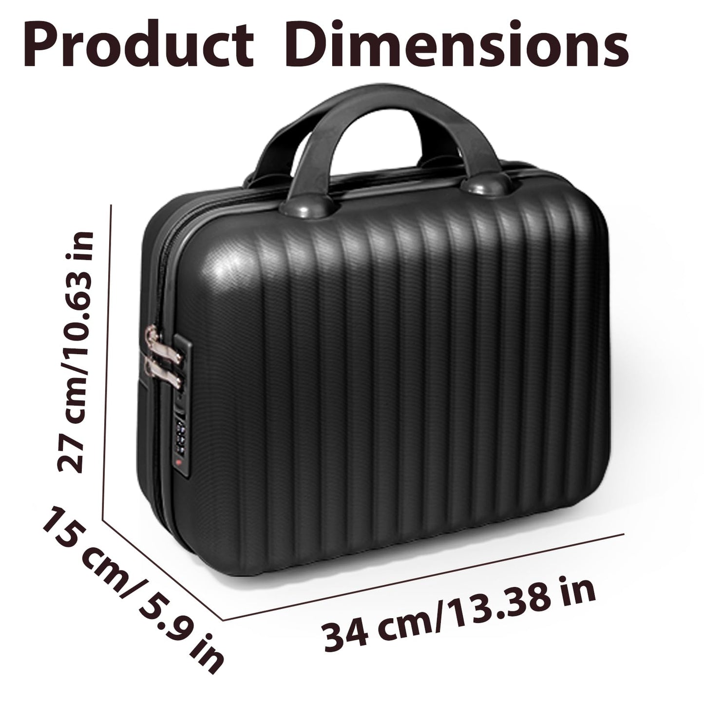 JZRTravel 14 Inch Makeup Train Case with Lock Hard Shell Cosmetic Travel Case w Elastic Strap, ABS Portable Toiletry Bag for Toiletries Make up Storage Case for Women Adult