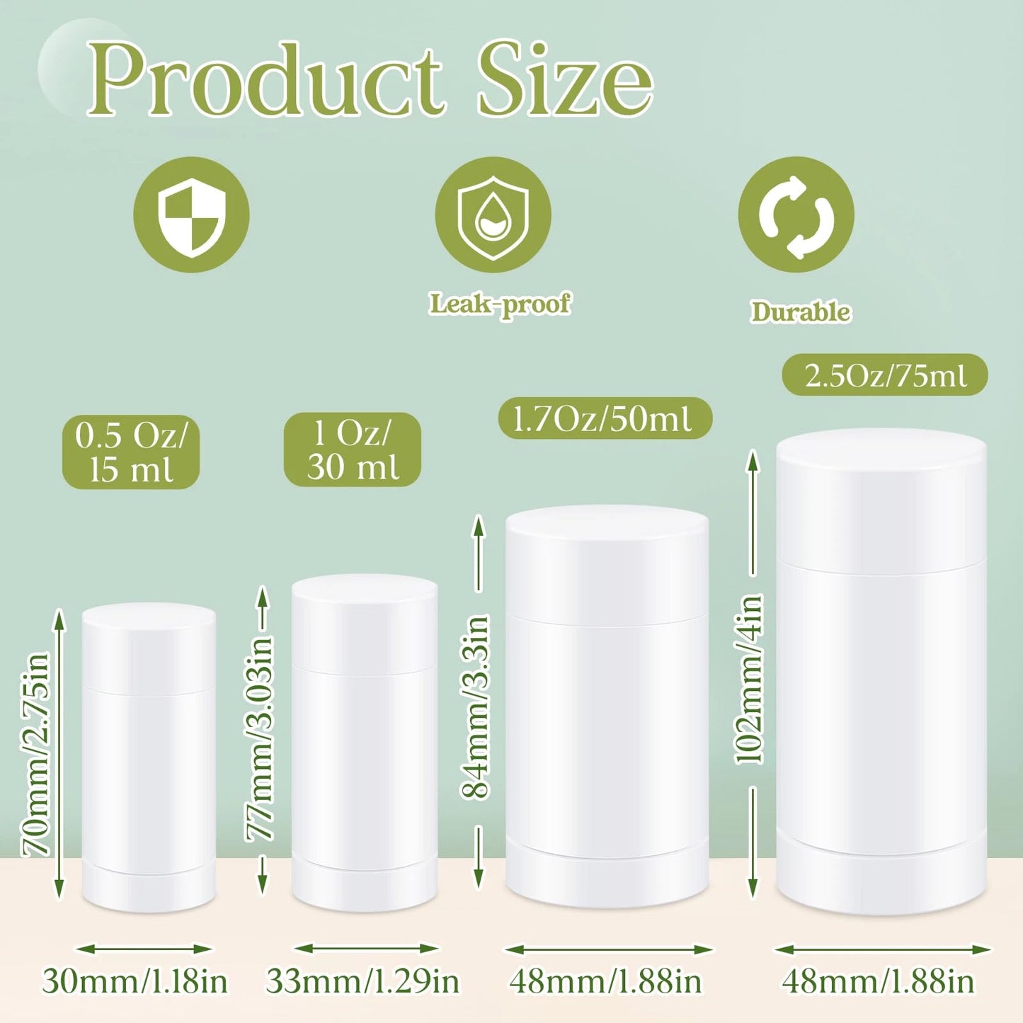 Teenyyou 30 Pcs Empty Deodorant Containers Twist up Filling Stick Plastic Deodorant Container Refillable Bottles Bottomfill Round Lip Balm Tubes for Homemade DIY Lipstick Crayon(15 ml,White)