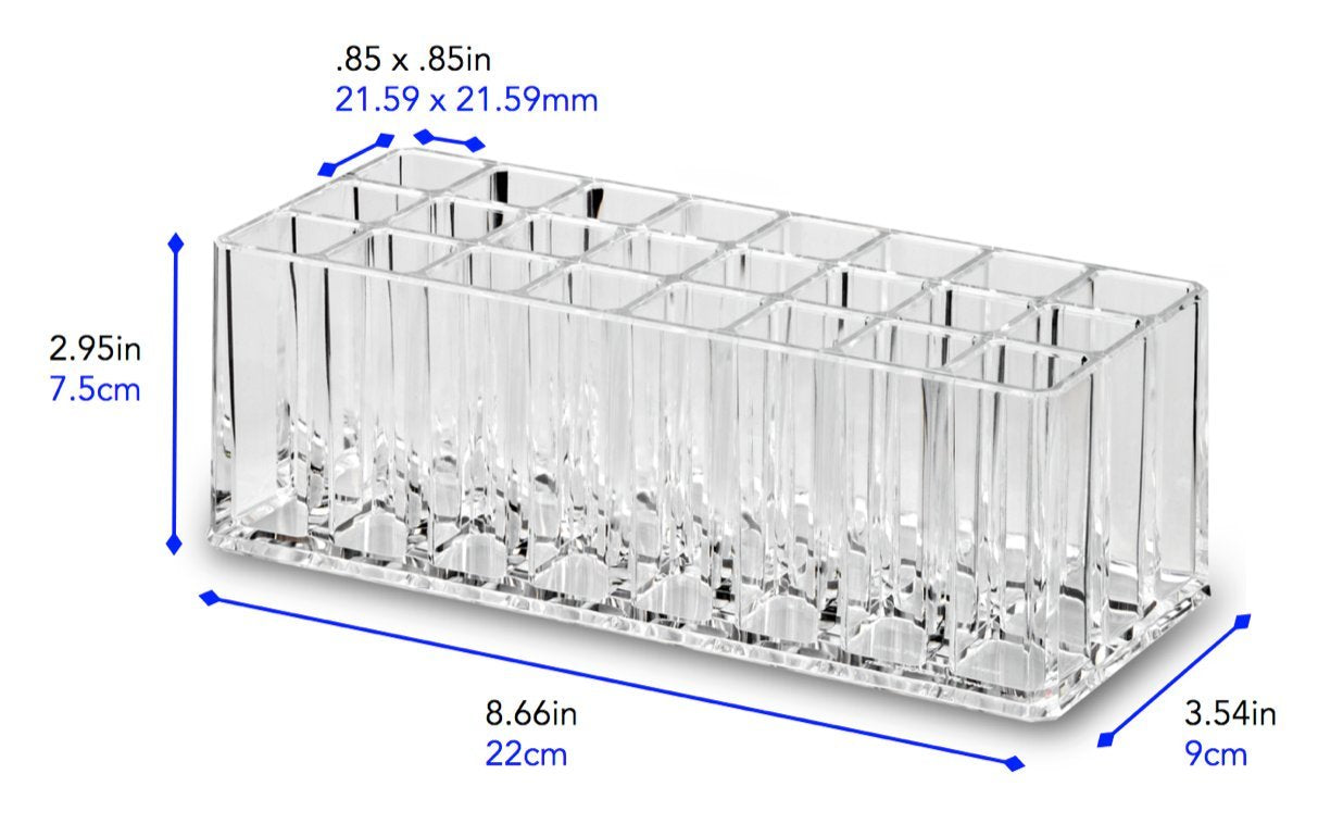 (Set) Acrylic Lipstick Organizer & Makeup Brush Organizer 48 Space Storage Refillable Container Beauty Cosmetic Display Case