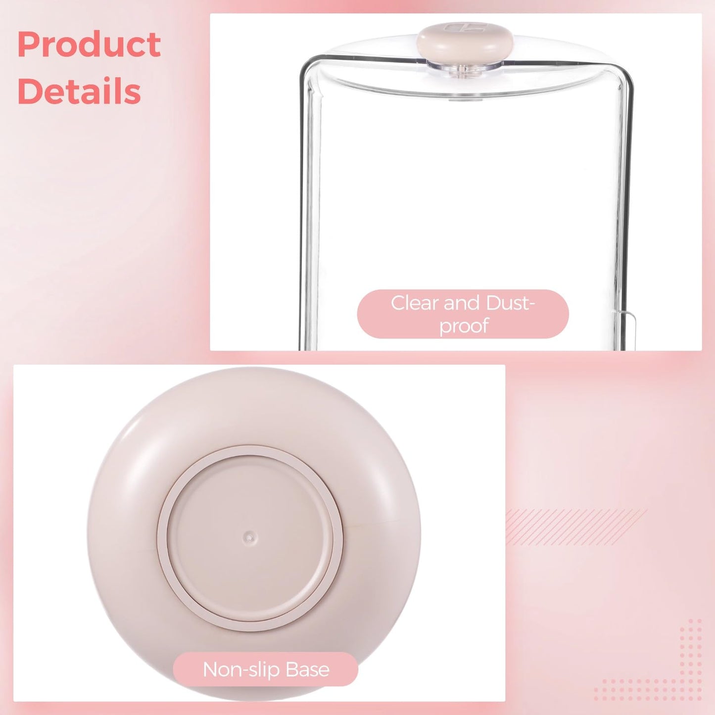 Makeup Brush Holder with Lid, 360 Rotating Makeup Brush Holder, Dustproof Make Up Brushes Organizer with 7-Compartment, 10.2x5.1x5.1 in, Pink