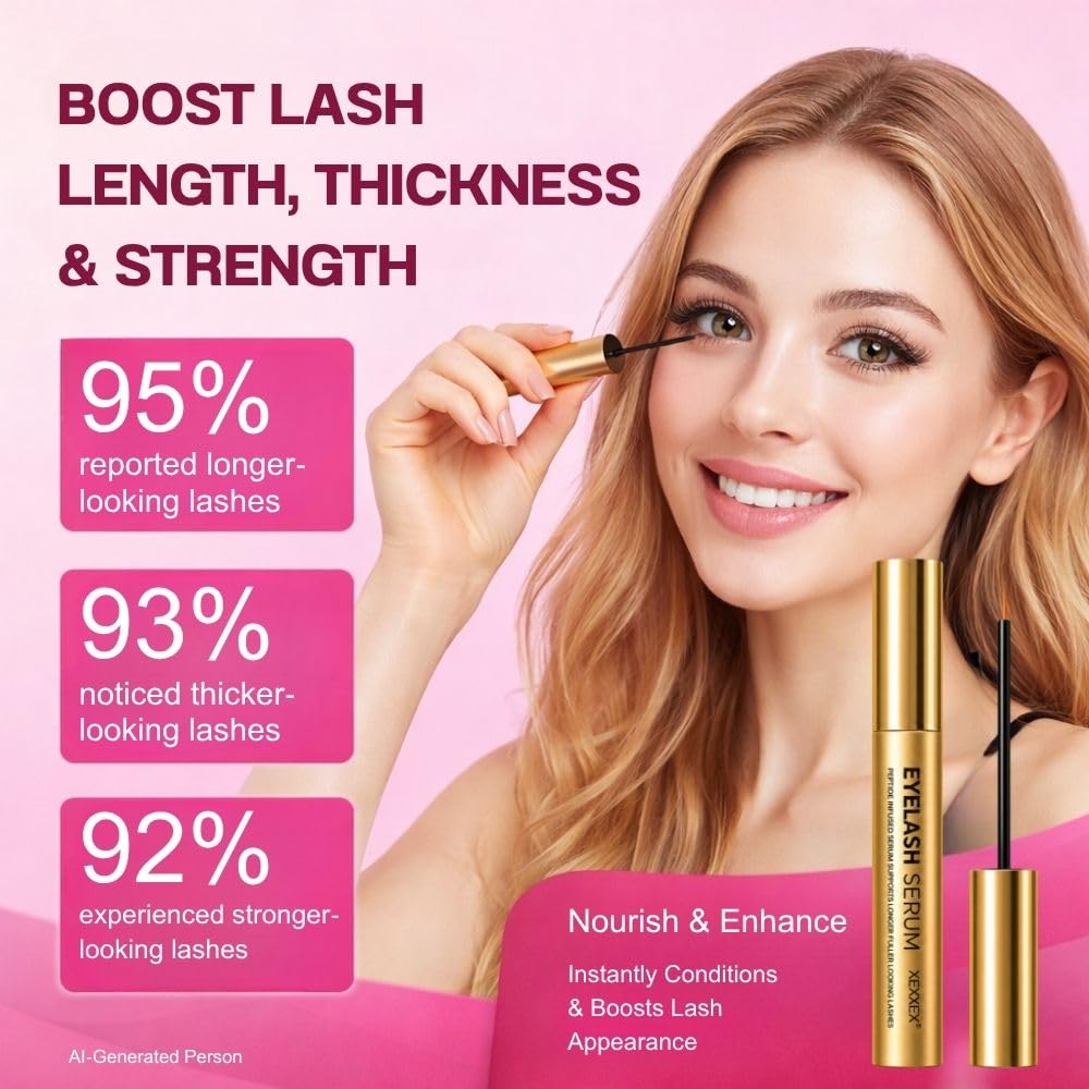 Lash Serum for Eyelash Growth - Advanced Peptide Lash Enhancing Serum for Fuller, Longer, Thicker-Looking Lashes, Hormone-Free Gentle Formula for Sensitive Eyes, 0.17 fl oz (1, 5ML)