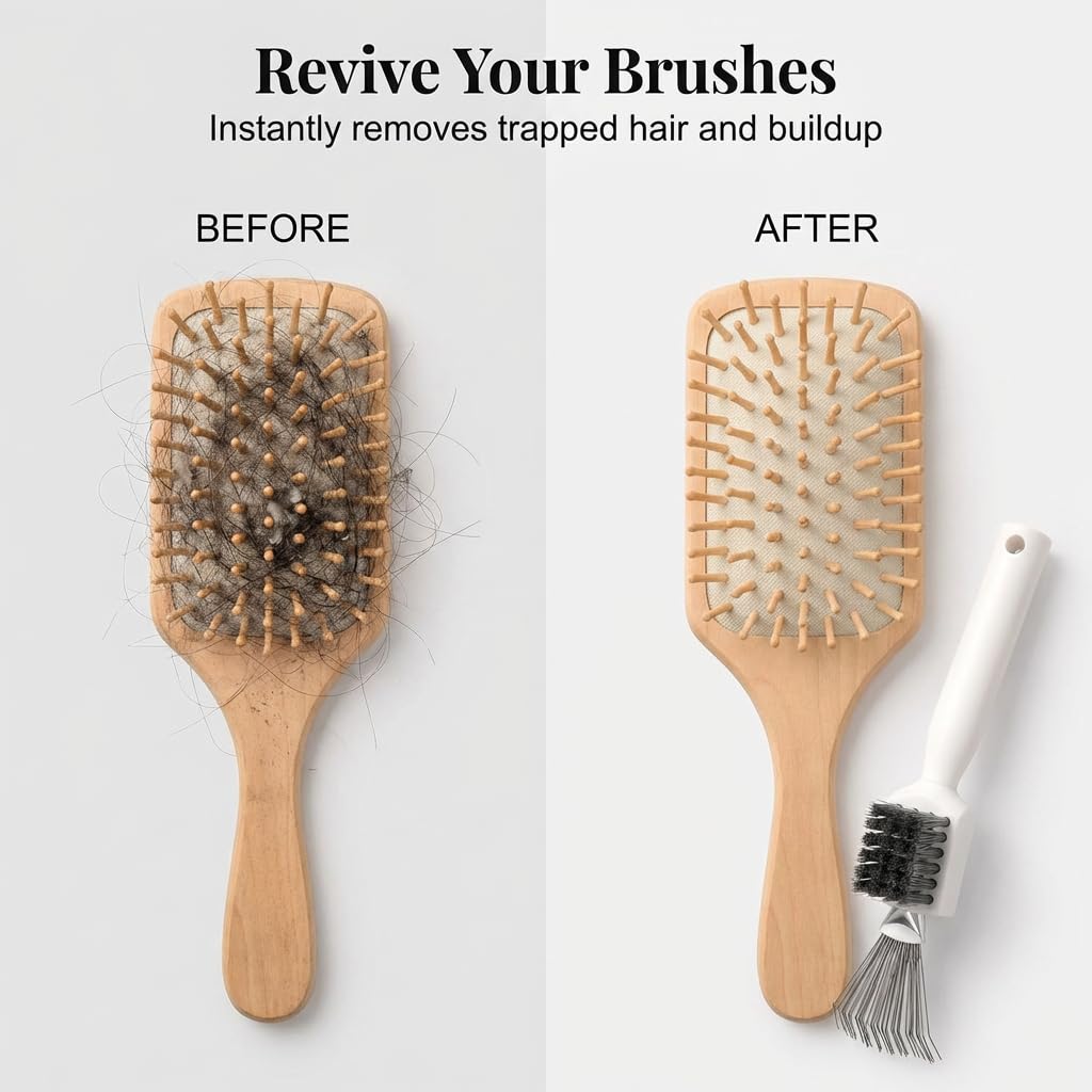 Hair Brush Cleaner 2-in-1 with Steel Wire & Bristles Bristles+Rake Deep Clean (1 PCS)