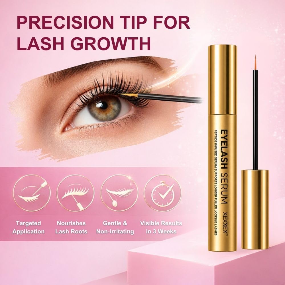 Lash Serum for Eyelash Growth - Advanced Peptide Lash Enhancing Serum for Fuller, Longer, Thicker-Looking Lashes, Hormone-Free Gentle Formula for Sensitive Eyes, 0.17 fl oz (1, 5ML)