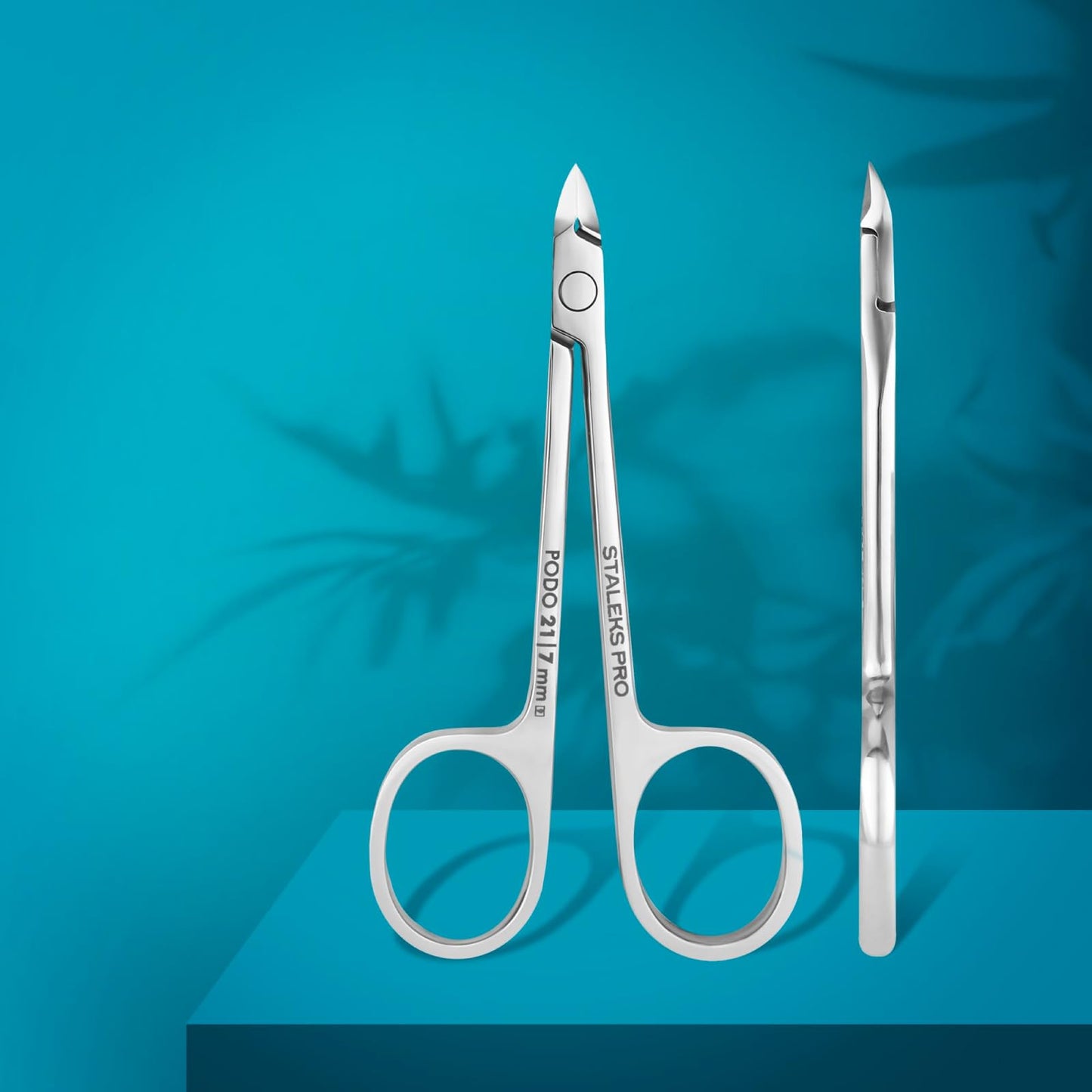Staleks PODO 21 Podology Scissors-Style Nippers – 7 mm Beveled Straight Blades Without Heel – Enhanced View for Foot Care Work