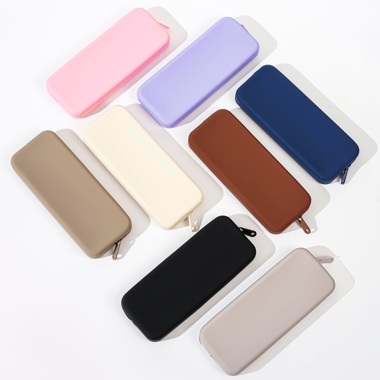 WHHJM Silicone Makeup Brush Holder Travel Makeup Bag Soft Portable Brush Organizer, Large Travel Essentials Makeup Brush Case Zipper Pouch (Brown)