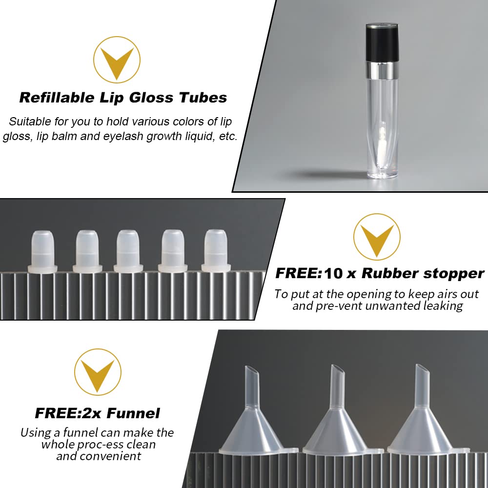 YITOU Thick Empty Lip Gloss Tubes with Wand, 6.4ml Lip Balm Cosmetic Containers, Bulk, Mini, DIY Lipstick/Glaze Foundation Making Kit