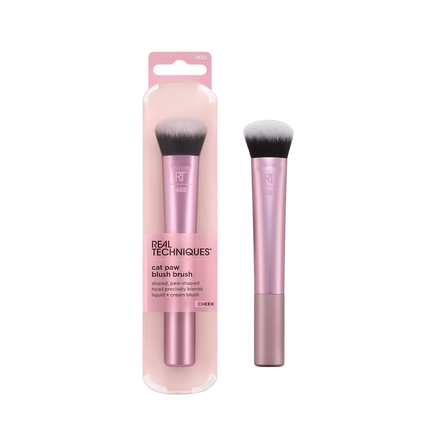 Real Techniques Cat Paw Blush Brush, Liquid & Cream Blush Makeup Brush, Unique Paw Shape for Lifted Natural Color, Soft UltraPlush Blending Bristles, Cruelty-Free, 1 Count