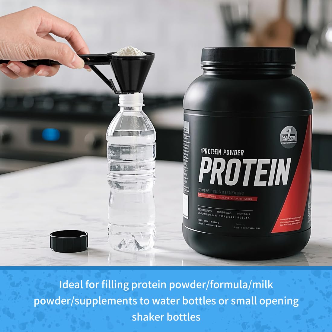 Measuring Scoop with Funnel for Filling Water Bottles with Protein Powder Milk Powder Filling Resuable K Cup Coffee Capsule with Coffee Grounds