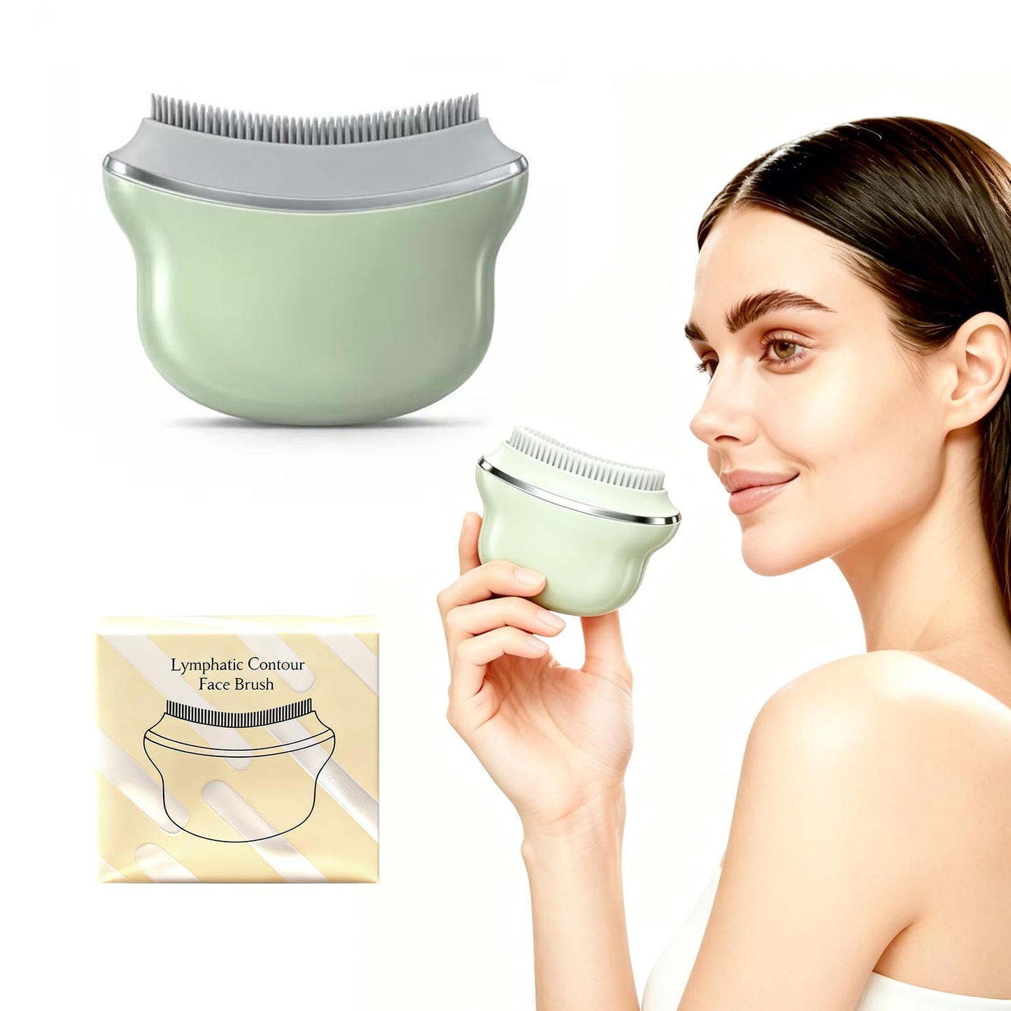 Multi Silicone Facial Cleansing Brush,Lymphatic Face Brush-Anti Puffiness,Lymphatic Drainage,Detox,Lift,Sculpting Jawline，Improves Skin Glow,Absorption,Cleansing、Scrubber and Face Massaging