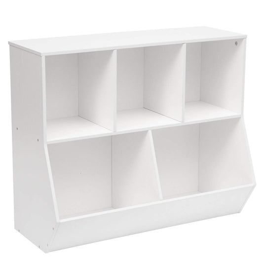 HOOBRO Kids Bookshelf, Bookcase Footboard, Toy Storage Cubby, Children's Toy Shelf, 35.4" L Storage Cabinet, Fit for Children's Room, Playroom, Hallway, Kindergarten, White WT32CW01