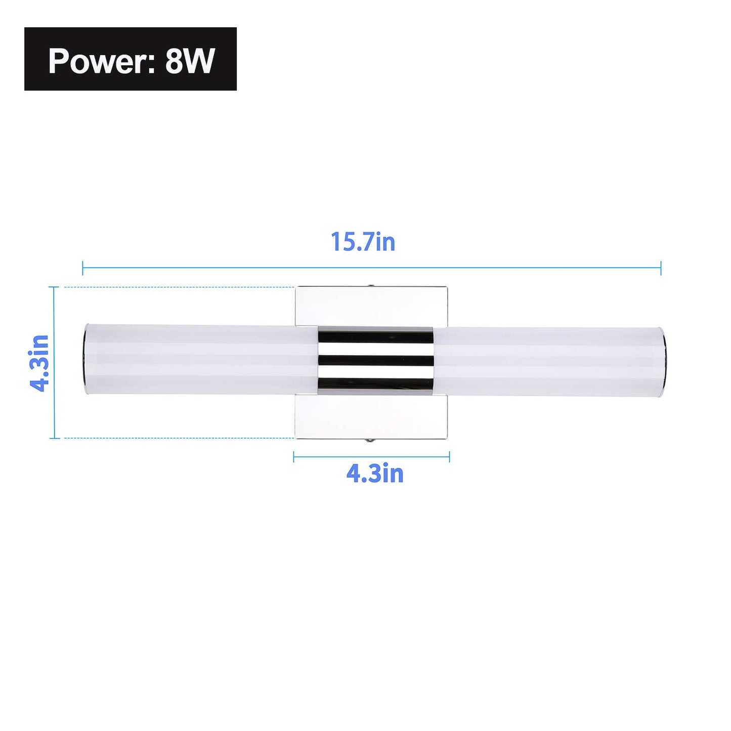 TRLIFE LED Vanity Light, Dimmable 8W 6000K Cool White Bathroom Vanity Light Fixture Over Mirror (15.7in)