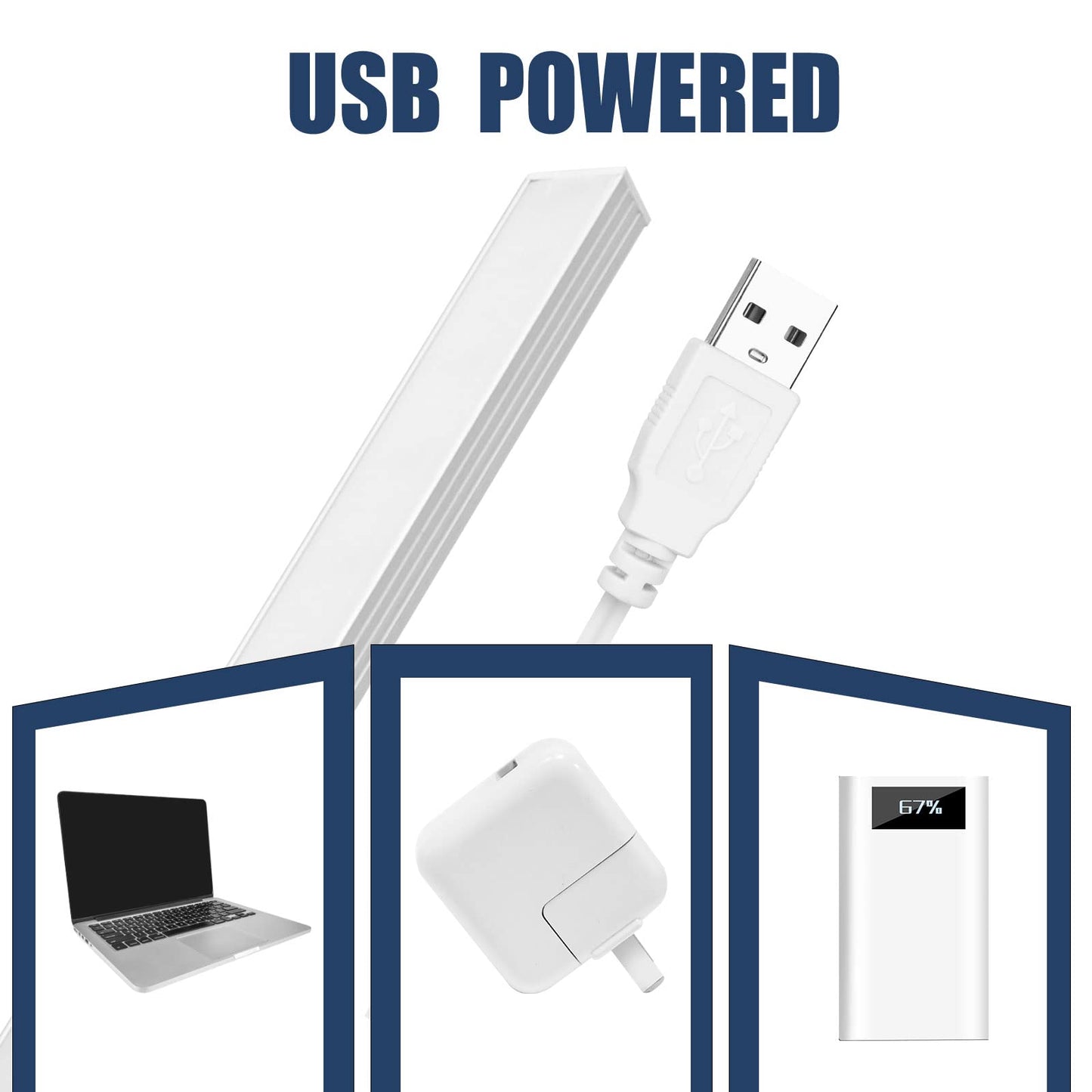 DWEPTU 2Pack LED Under Cabinet Light LED Light Bar with USB Powered Under Cabinet Lights for Closet Light Bar Under Counter Lighting Work Tables Student Dormitory (Include AC Plug)