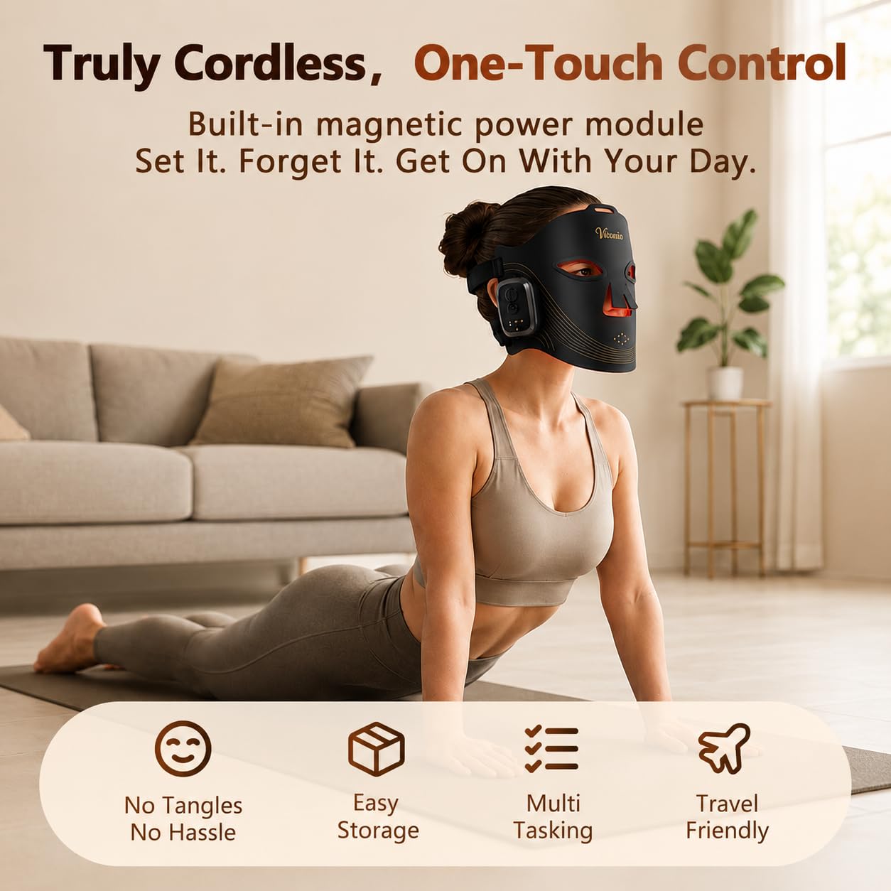 Red Light Therapy for Face,Cordless Red Light Therapy Mask with 4 Modes,850NM Infrared,336 LED Chipset, LED Face Mask Light Therapy at Home(Black)