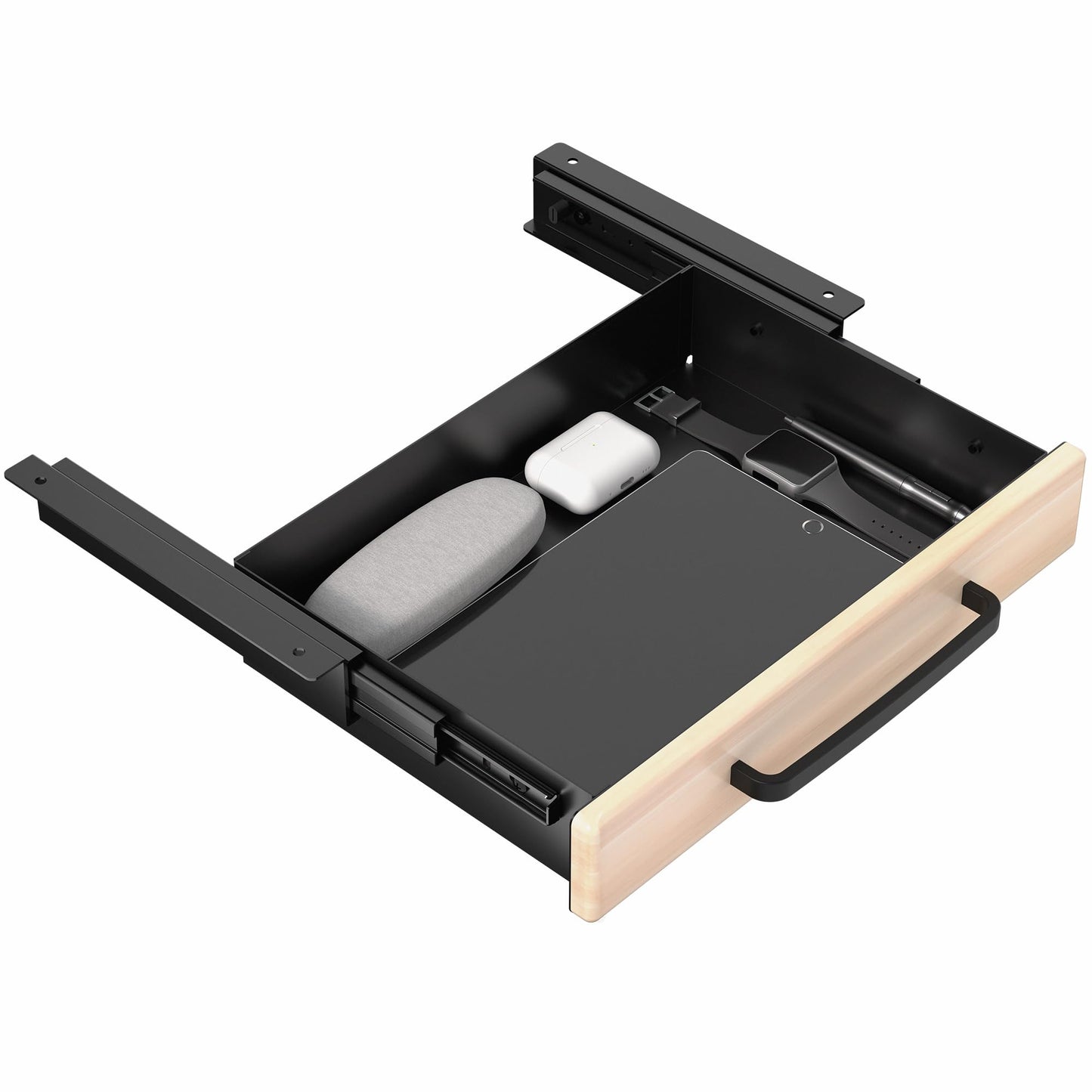 VIVO Under Desk Mounted Sliding Pull-out Drawer for Office Desk, Pull Handle, Storage Organizer for Sit Stand Workstation, DESK-DR1H-C