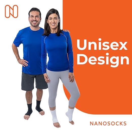 NanoSocks Compression Socks for Women & Men (1 Pair) - BEST Ankle Brace Support Sleeve for Neuropathy, Plantar Fasciitis, Diabetic Foot Nerve Pain Relief - Toeless (Small, White)