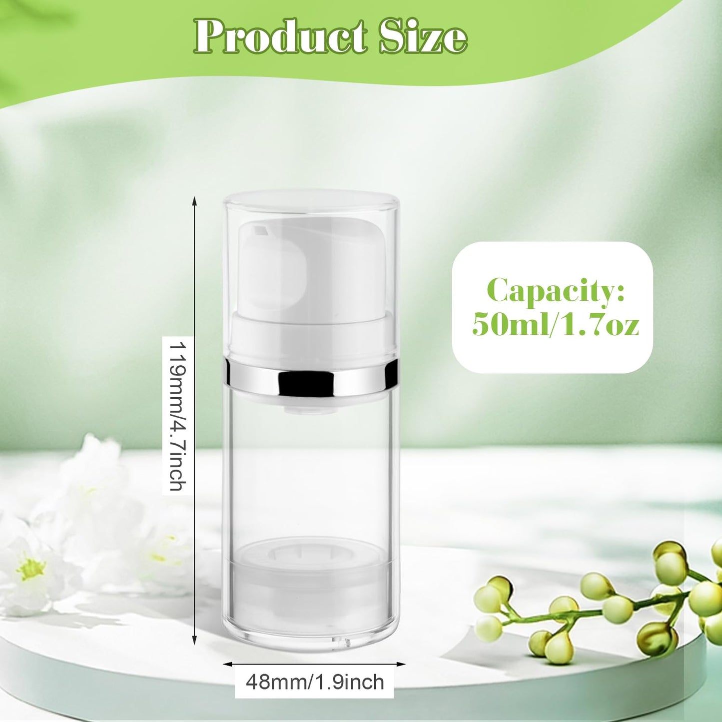 4 Pcs 100ml/3.4oz Airless Pump Jar Refillable Vacuum Pump Dispenser Bottles Travel Cosmetic Containers for Lotion Essence Shampoo Toiletries