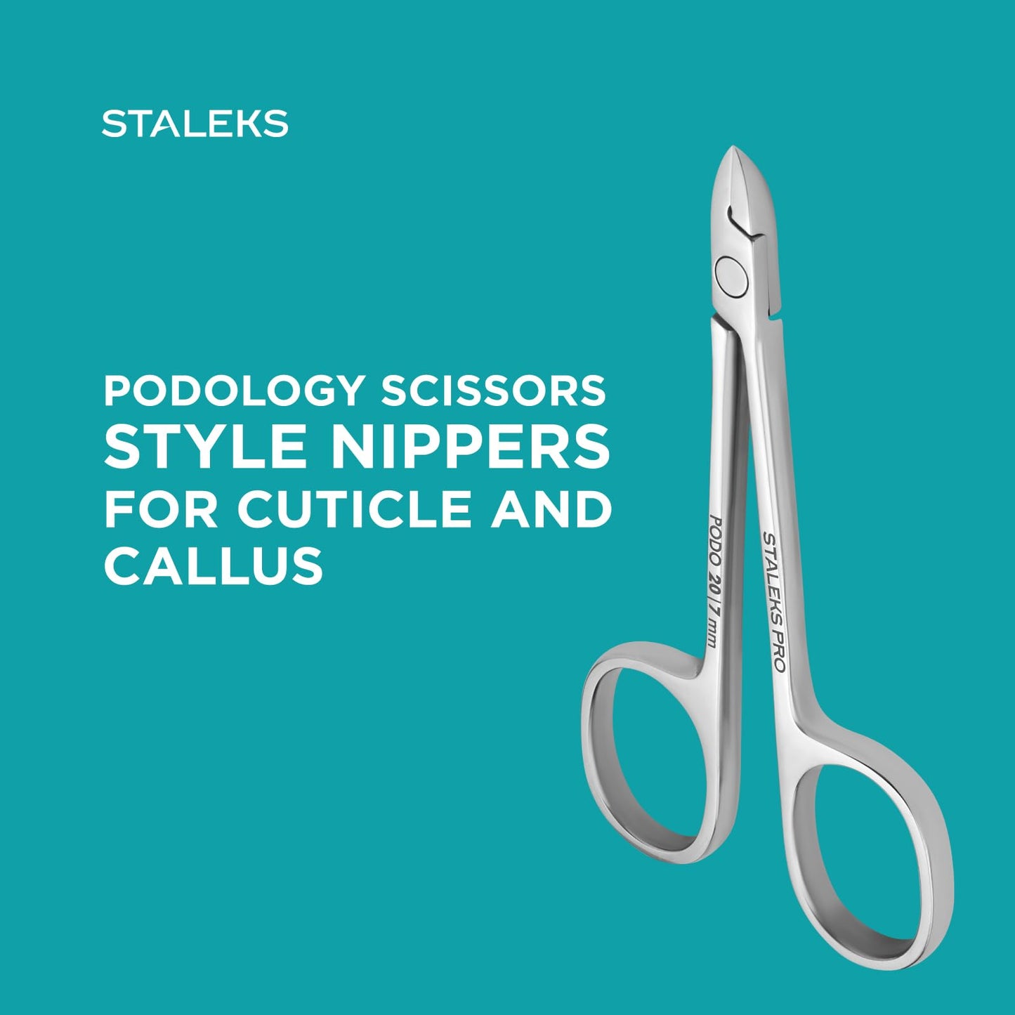 Staleks PODO 20 Podology Scissors-Style Nippers – 7 mm Straight Blades Without Heel – Designed for Corn and Cuticle Work