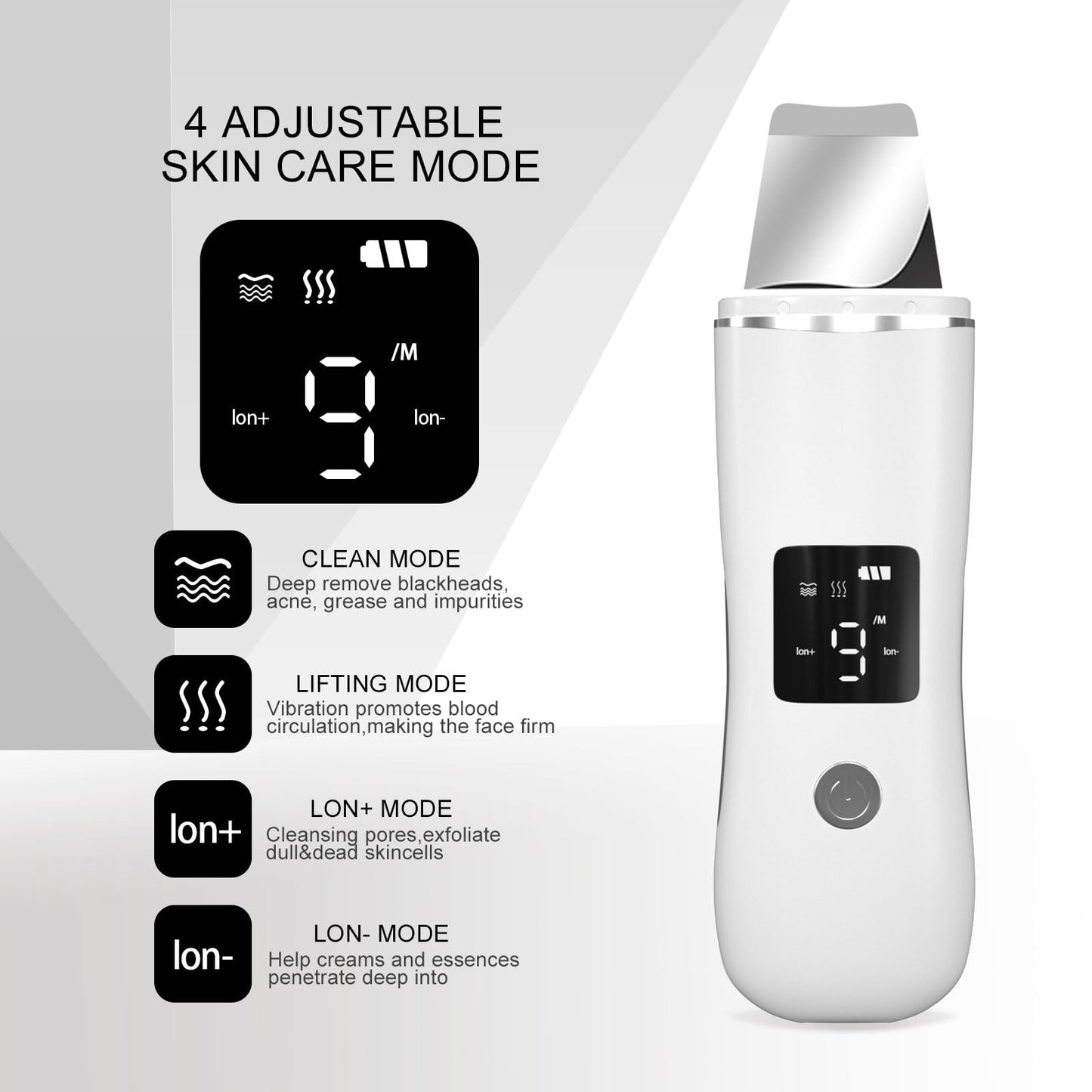Face Scrubber Skin Spatula, Blackhead Remover with 4 Modes, Pore Extractor Face Spatula Deep Cleansing for Facial Skin Care Gift for Women