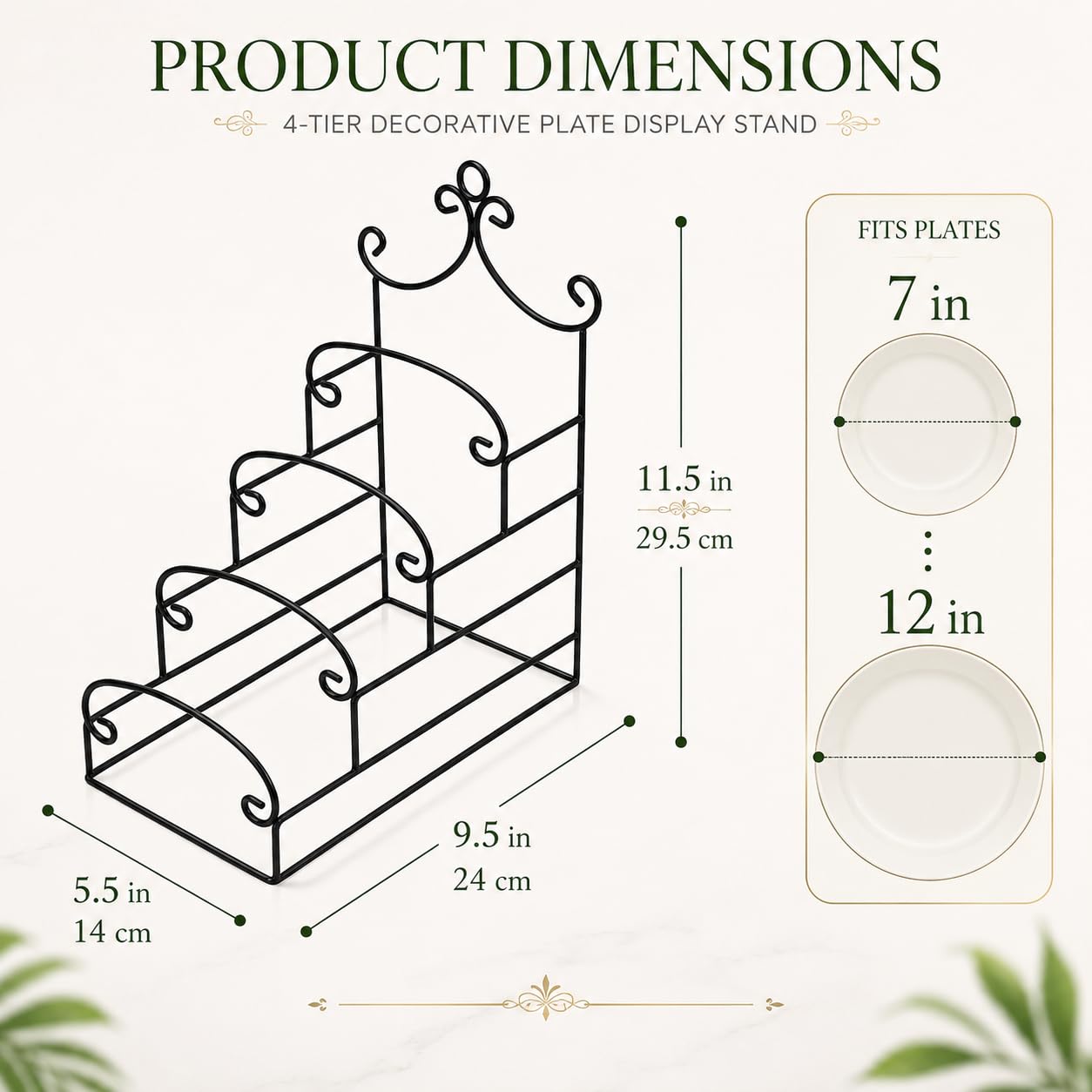 Artliving 4-Tier Metal Scrollwork Dish Rack Plate Rack Display Stand Holder Cabinet Organizer Set of 2
