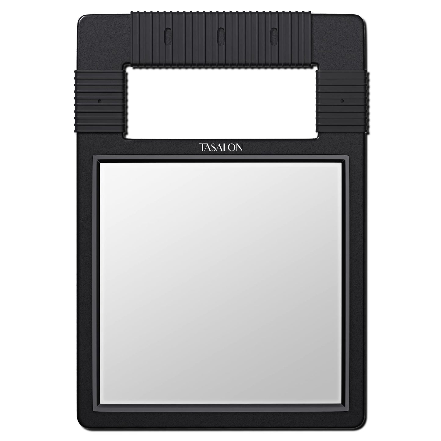 TASALON Hand Mirror, Handheld Mirror Unbreakable Shatterproof with Silicone Handle for Barber, Shower, Makeup and Salon - Black