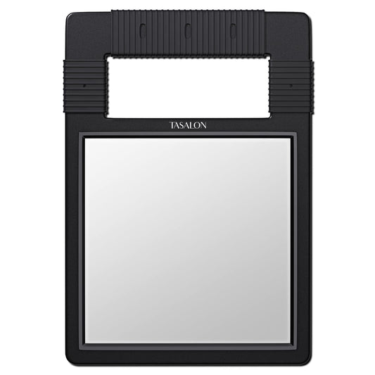 TASALON Hand Mirror, Handheld Mirror Unbreakable Shatterproof with Silicone Handle for Barber, Shower, Makeup and Salon - Black