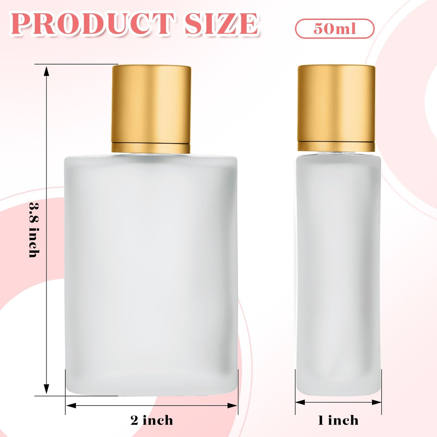 Tessco for you 6 Pcs 50/100ml Frosted Glass Bottle Perfume Atomizer Refillable Spray Empty Perfume Dispenser Fine Mist Atomizer Cosmetic Container for Travel Men Women (1.7 Ounces,Gold)