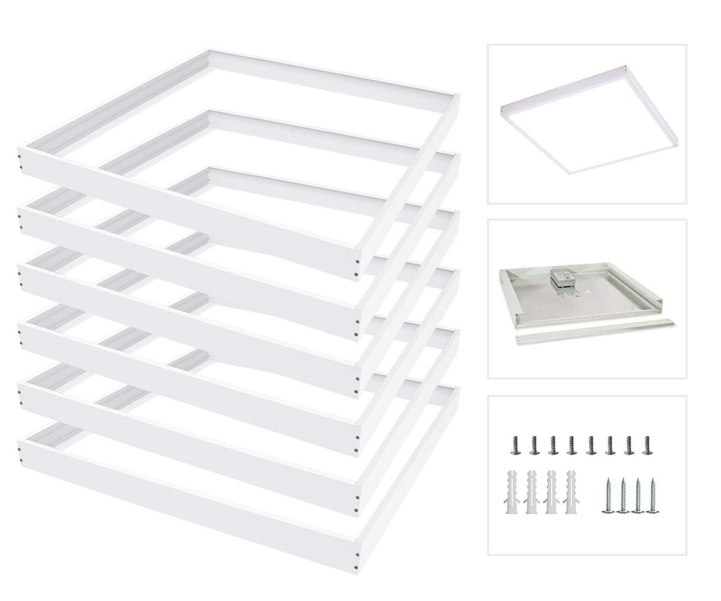 VocgoUU 6 Pack 2x2 Surface Mount Kit for LED Flat Panel Light - Aluminum 24x24 inch Ceiling Frame Kit, Not Include LED Panel Light