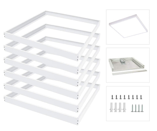 VocgoUU 6 Pack 2x2 Surface Mount Kit for LED Flat Panel Light - Aluminum 24x24 inch Ceiling Frame Kit, Not Include LED Panel Light