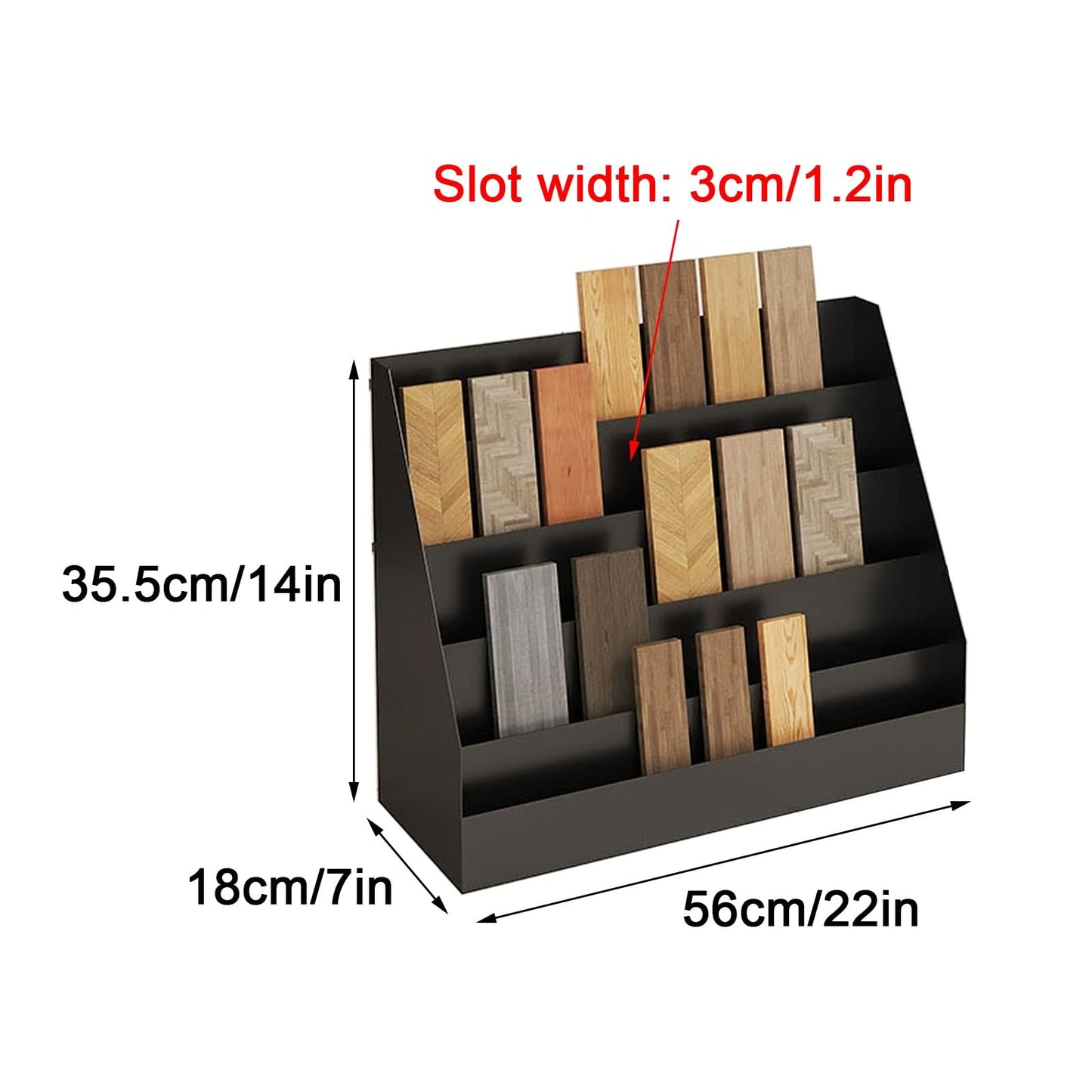 JLLEIZYZ Display Stand, Retail Displays Shelf, Thickened Steel, Large Capacity Tilted Storage, Suitable for Exhibition Halls/Shopping Malls(Gold,56x18x35.5cm/22x7x14in)