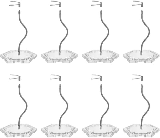 Zovelynta 8-Pack Clear Adjustable Action Figure Stand with Metal Clips & Flexible Arms – Action Figure Display Stand for Figures Compatible with Gundam HG/RG/SD 1/144 Scale