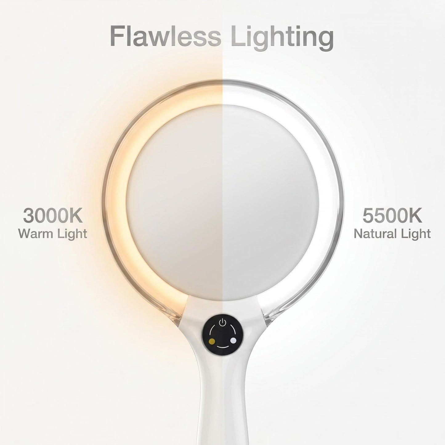 Starlite Handheld Rechargeable Lighted Makeup Mirror with Stand, 1X/5X Magnification, Dual Sided & Vanity Mirror with Bright and Warm Light, Cordless Rechargeable Mirror (White Colour)