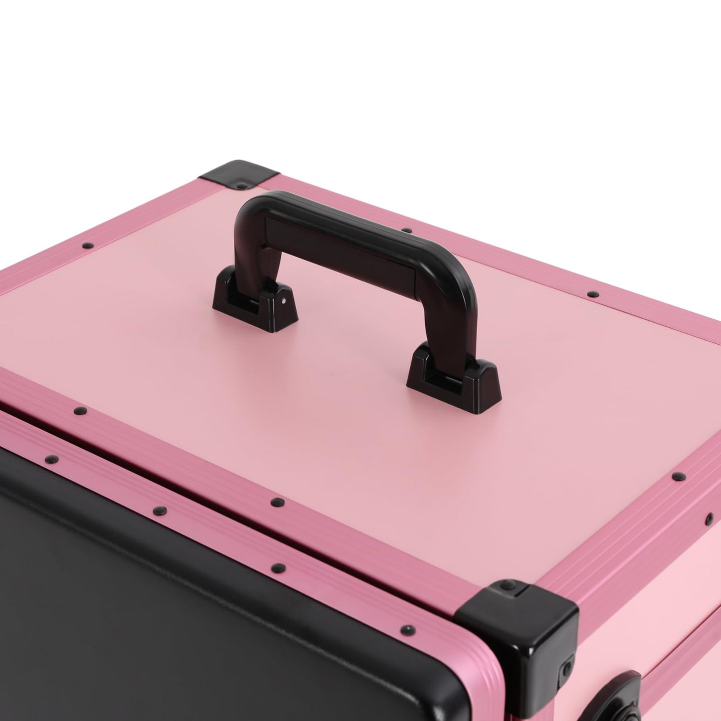 Cbhfmljd Rolling Makeup Case with 3 Drawers, Portable Manicure Table Lockable Makeup Train Case Portable Nail Table with Storage with LED Light & Key for Hair Barbers/Stylists, Makeup Enthusiasts