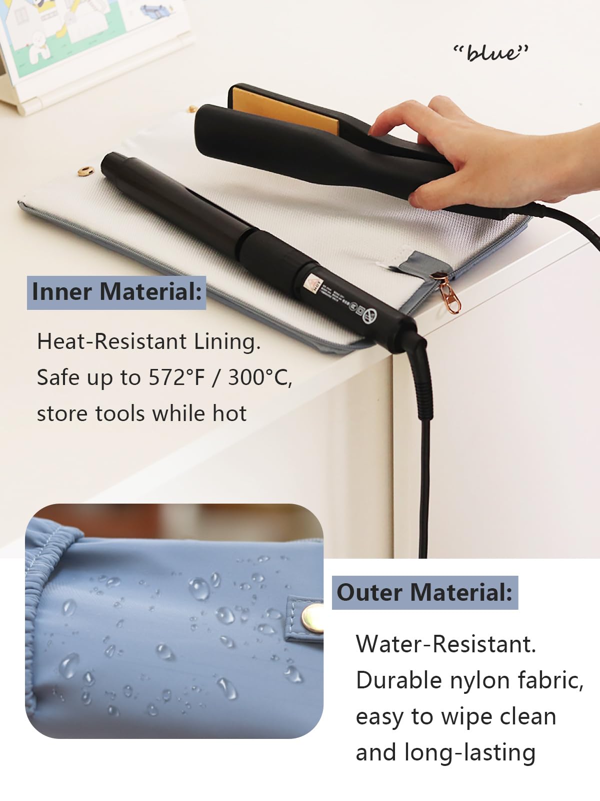 Lifeplus Holder & Mat for Hot Tools, Curling Iron Flat Iron Heat Resistant Hair Tools Travel Bag - Ideal for Home, Travel, Red
