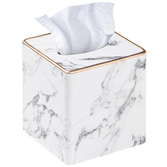 Leather Tissue Box Cover Square,Decorative Cube Tissue Box Holder with Magnetic Bottom,Facial Paper Organizer Table Napkin Case Dispenser for Bathroom,NightStand,Coffee Car,Home,Office