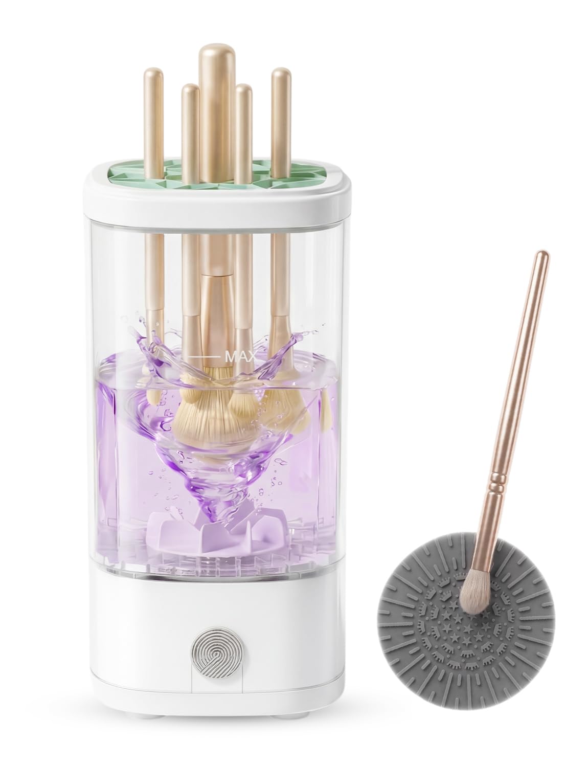 Electric Makeup Brush Cleaner Machine,3 in 1 Makeup Brush Cleanser & Washer,Cleaning Tool,Cosmetic Brushes Cleaners Cleaning For All Size Beauty Makeup Brush Set,Eyeshadow, Blush Brush. (White)