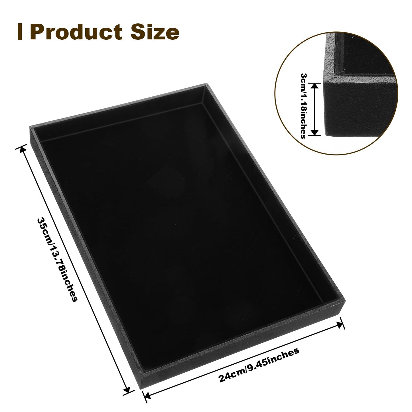 JOUTYFOR 2 Pack Black Velvet Stackable Jewelry Tray Showcase Display Stackable Necklace Bracelet Ring Showcase Display Empty Plate