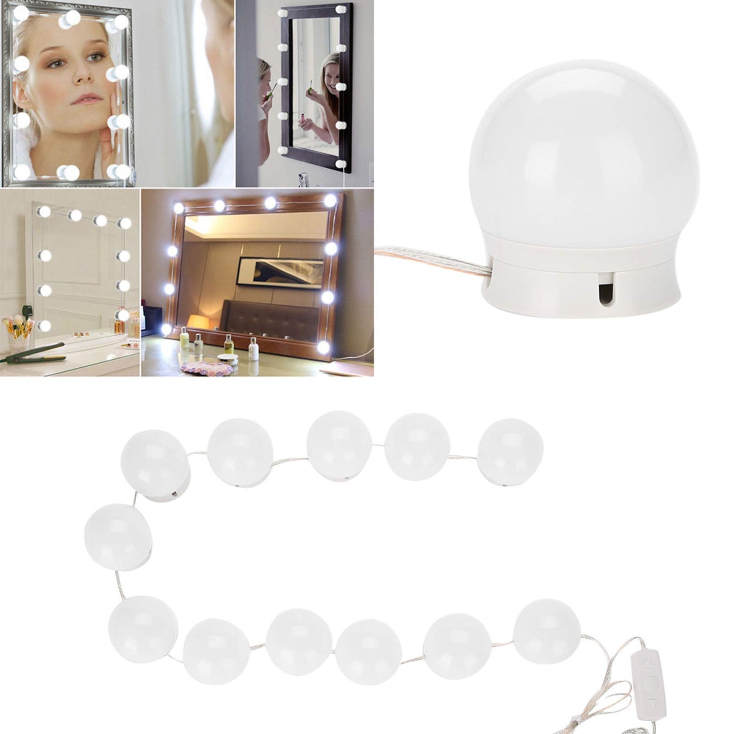 Estink Vanity Mirror Lights Kit, 12pcs Dimmable LED Makeup Light Bulbs, 1-5 Level, 3200-7000K, 10W, for Bathroom Dressing Room Beauty Salon