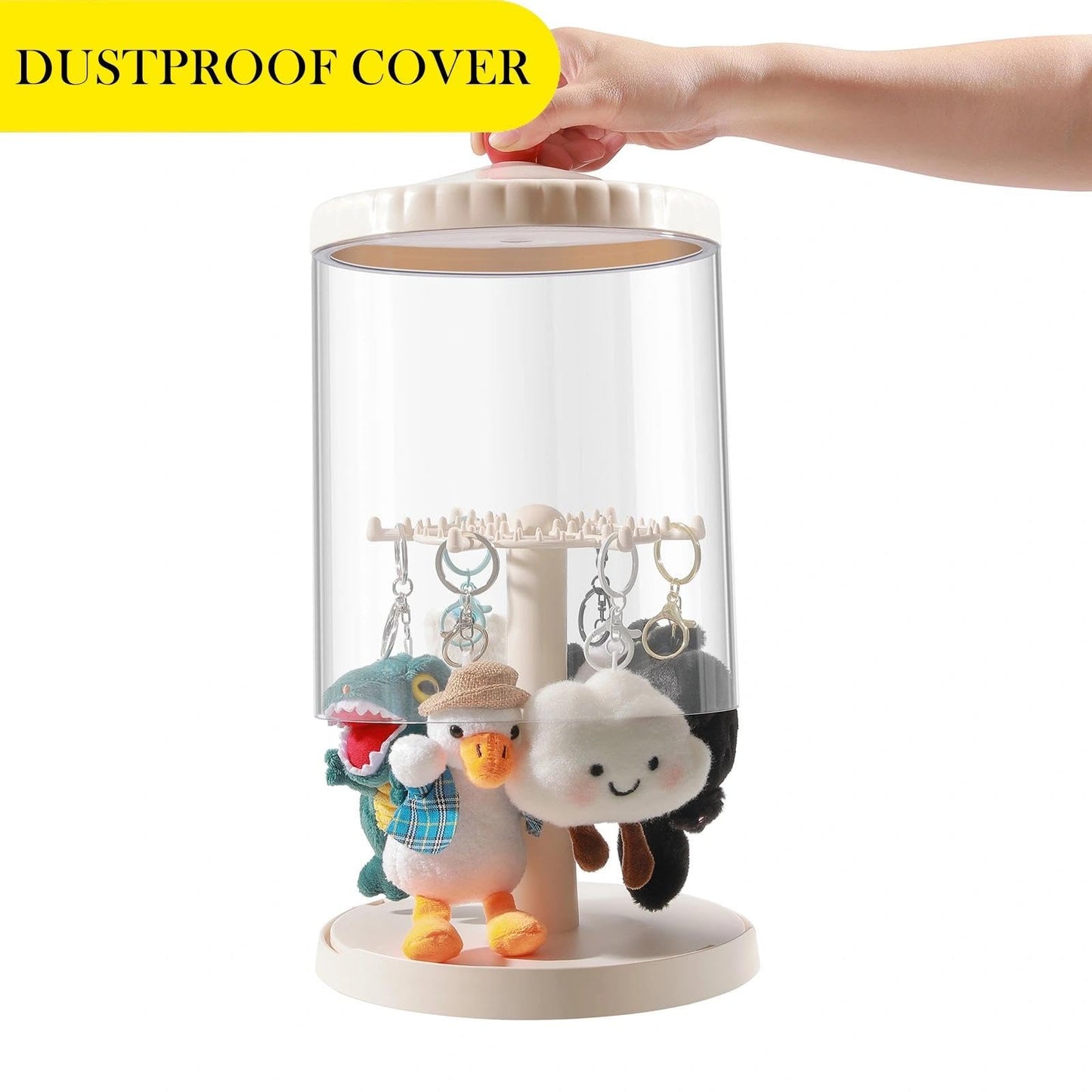 Rotating Clear Display Case for 5.9-6.7 Plush Dolls, Collectible Toy, Action Figures, Transparent Dust-Proof Protective Storage Box with Cover, Stackable, Green