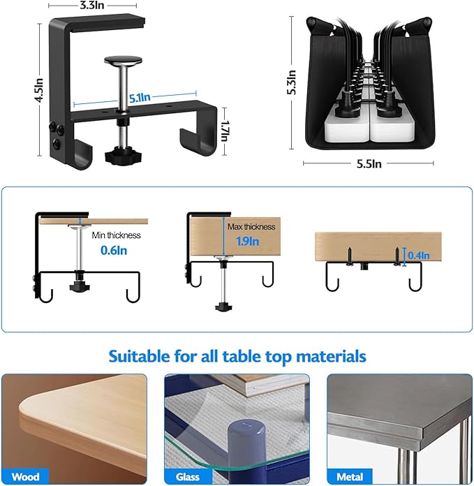 Under Desk Cable Management Tray No Drill, Premium Fabric Cord Organizer for Table - Desk Cable Organizer Cable Tray Hiders for Office&Home (47.2″L x 13.7" W)