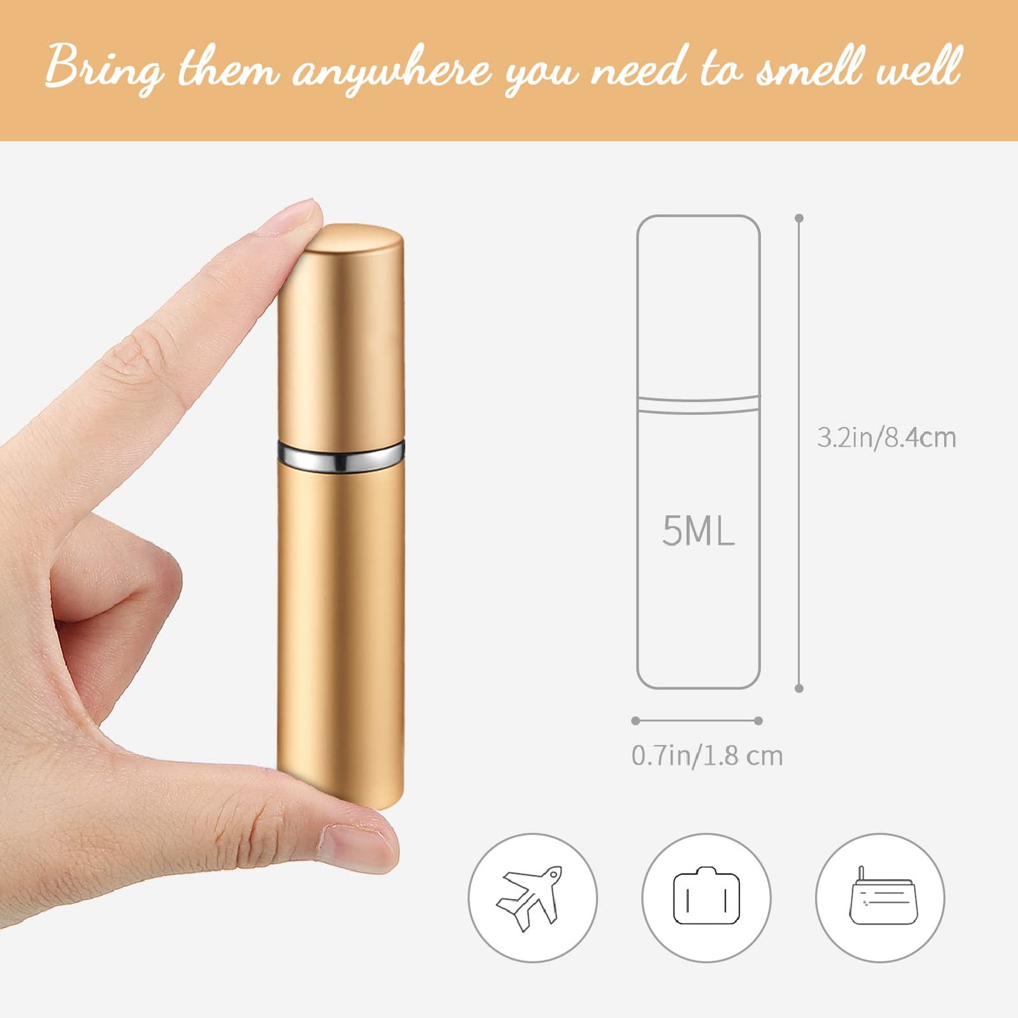 Motiskyy 105 Pcs 5ml Mini Perfume Atomizer Refillable Travel Spray Bottles Bulk Empty Dispenser Kit for Perfume Makers with Refill Pump Transfer Tool for Outgoing Fragrance Vendor Samples