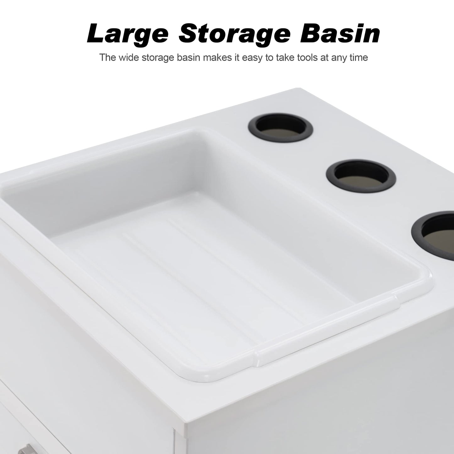 BarberPub Salon Storage Cabinet Beauty Locker Hair Dryer Holder Stylist Spa Equipment with Drawer 2035 (White)