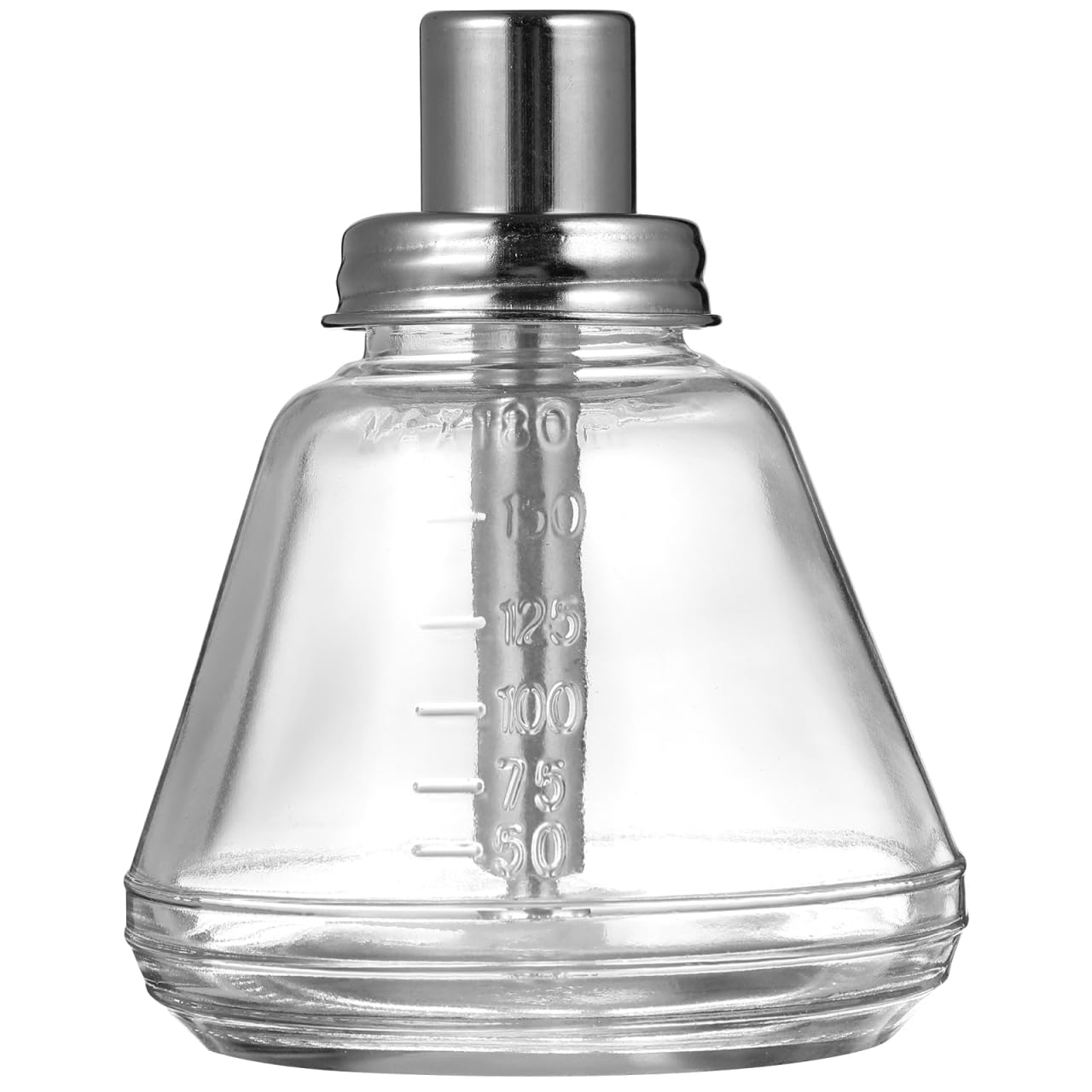 ibasenice Glass Push Down Pump Dispenser Bottle 6 Oz / 180 ml Diamond Shape Leakproof Press Bottle for Alcohol, Makeup, Lotion, Other Liquids Clear Refillable Empty Container with Cap