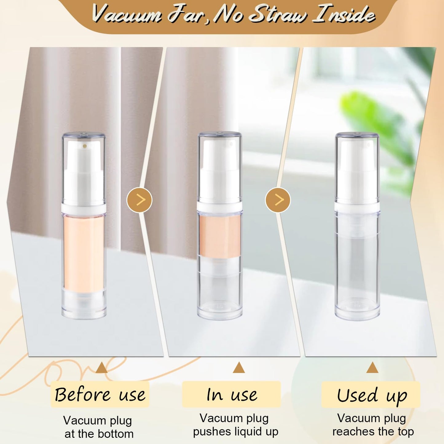 DynnnDy 30Pcs 5ml Clear Vacuum Lotion Pump Bottles without Straw Empty Refillable Airless Cream Jars Mini Cosmetic Containers for Essense Foundation Gel Moisturiser,2 Pipettes,1 Funnel