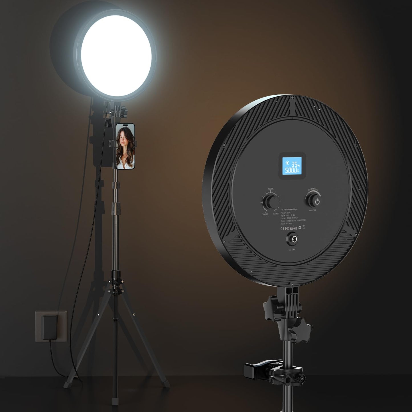 UBeesize 12" Ring Light with 62" Tripod Stand, Professional Big Ring Light with Phone Holder and Remote, Full Screen Lighting for Makeup, Live Stream, YouTube, Video Recording, Photography