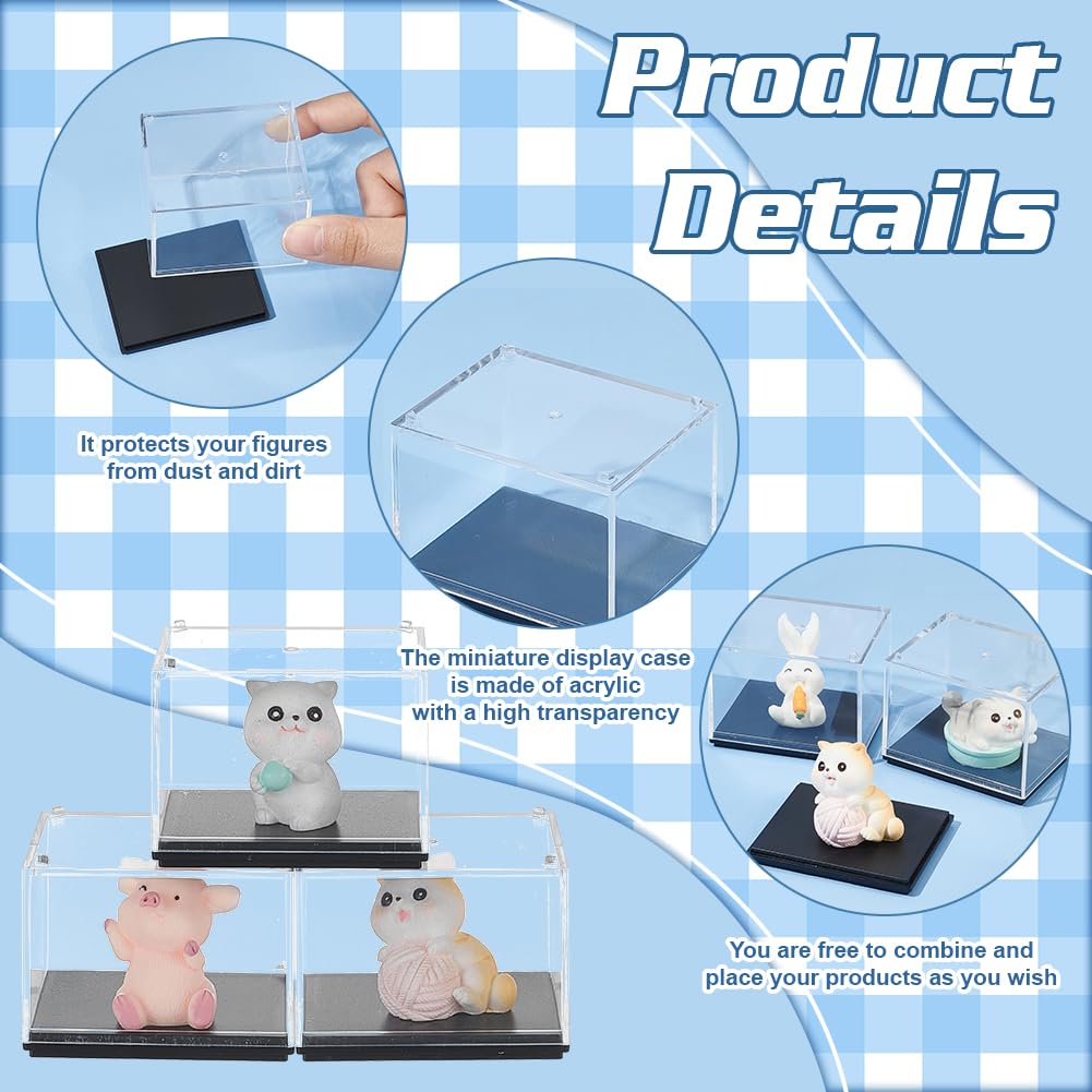 FINGERINSPIRE 12 PCS Minifigures Display Case, 2.4 x 2 x 1.9 Inch Clear Acrylic Box with Black Base, Stackable Storage for Action Figures Perfect for Collectibles & Gifts