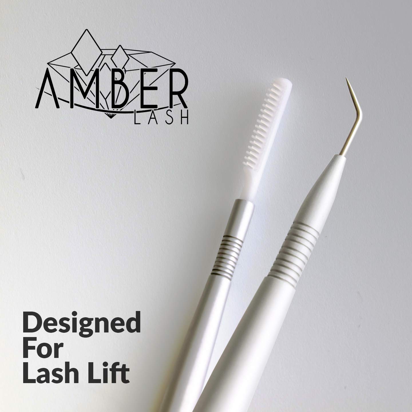 Amber Lash Eyelash Lift Perm Tool Eyelash Separator Stainless Steel Lash Lift Tool with Separation Comb Stick for Eyelash Extensions Supplies (Double Row Brush)