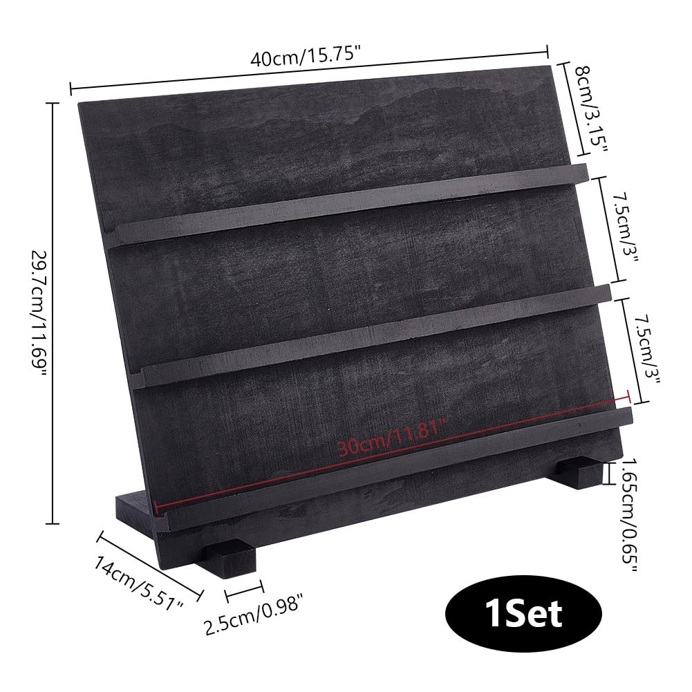 PH PandaHall 3-Tier Wooden Display Stand Earring Holder Sticker Display Retail Jewelry Display Riser Removable Showcase with Slots Earring Display Card Holder for Selling Showing Exhibition Storage