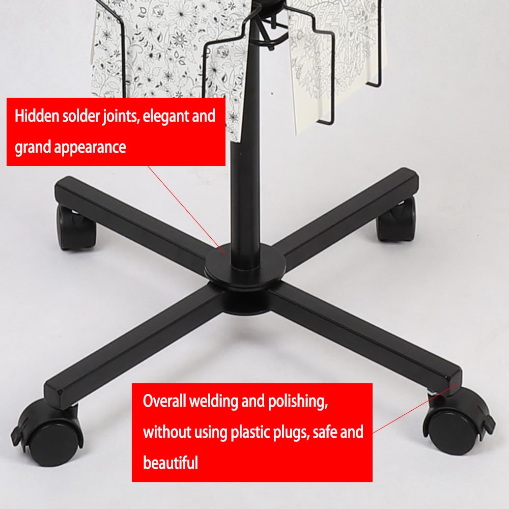 ZZJIA 6 Tier Rotating Greeting Card Display Stand with 24 Pockets, Metal Rack for Stickers,Postcard,Photocard,Brochures,CD disc (Black)