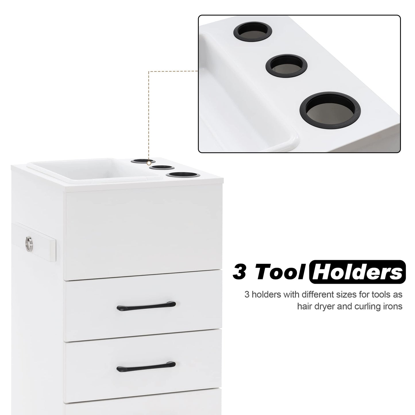 BarberPub Salon Storage Cabinet Beauty Locker Hair Dryer Holder Stylist Spa Equipment with Drawer 2035 (White)
